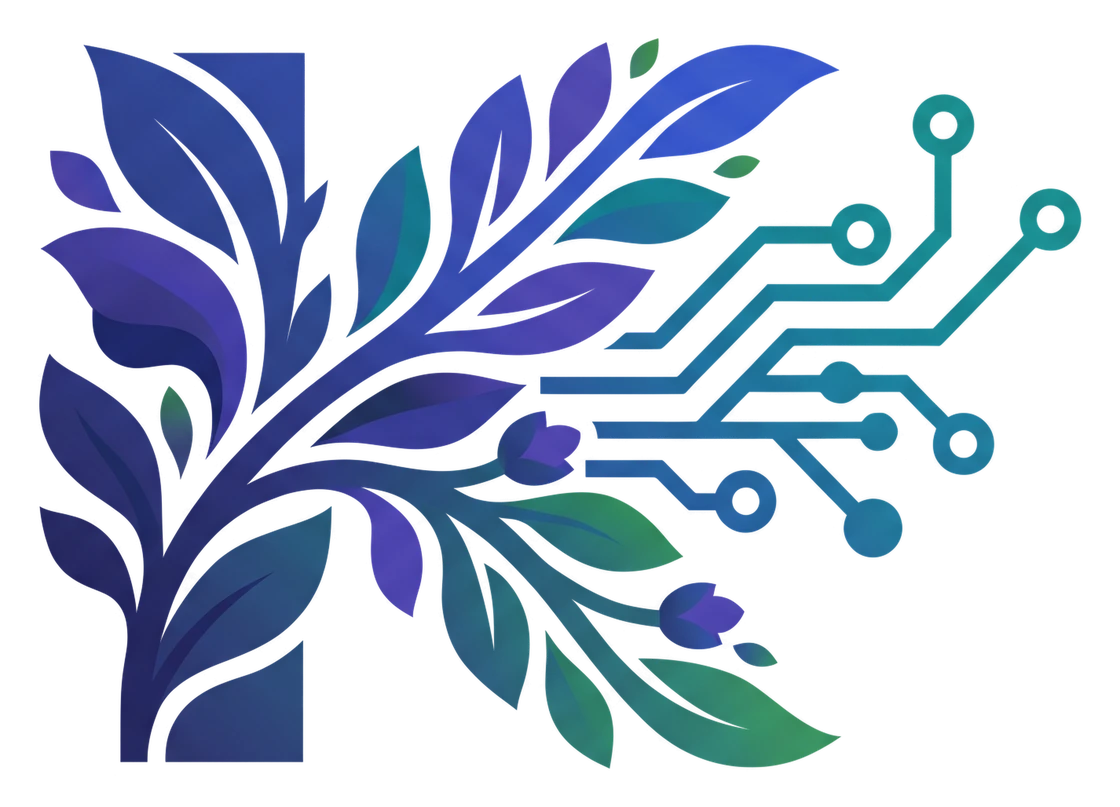 Kanothus Labs mark: a letter K grown from leaves, branching into circuit traces